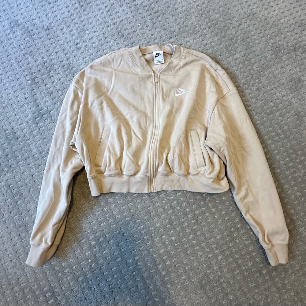 Nike Women's Beige Bomber Sweatshirt
